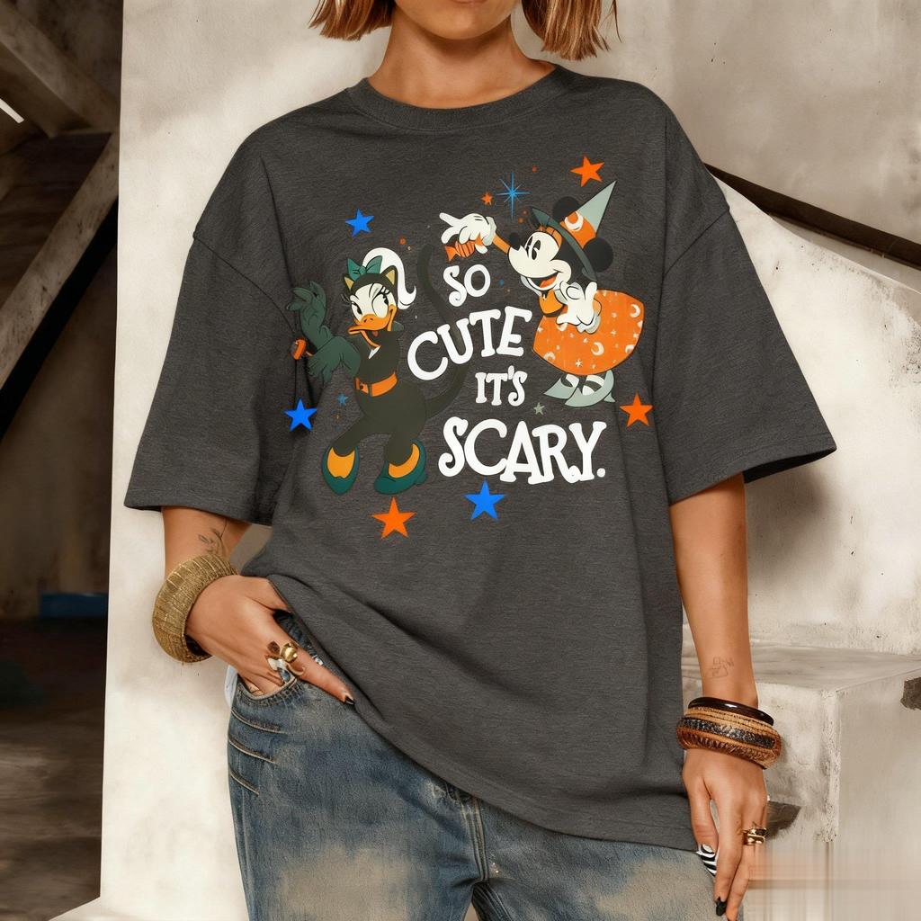 Disney Daisy Print Cotton Tshirt Men Women Summer Casual Graphic Tee Cartoon Halloween Short Sleeves Oversized Casual Y2k Tops