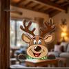 Holiday Window Clings Christmas Static Clings, Peeking Santa Reindeer Stickers, Reusable Winter Art No?Glue Cartoon Decals for Indoor?Outdoor