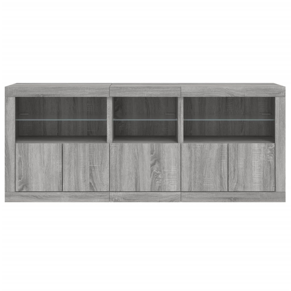 Sideboard with LED Lights Gray Sonoma 162 x 37 x 67 cm
