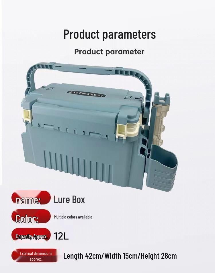 Multifunctional Large Capacity Fishing Gear Storage Box with Rod Holder