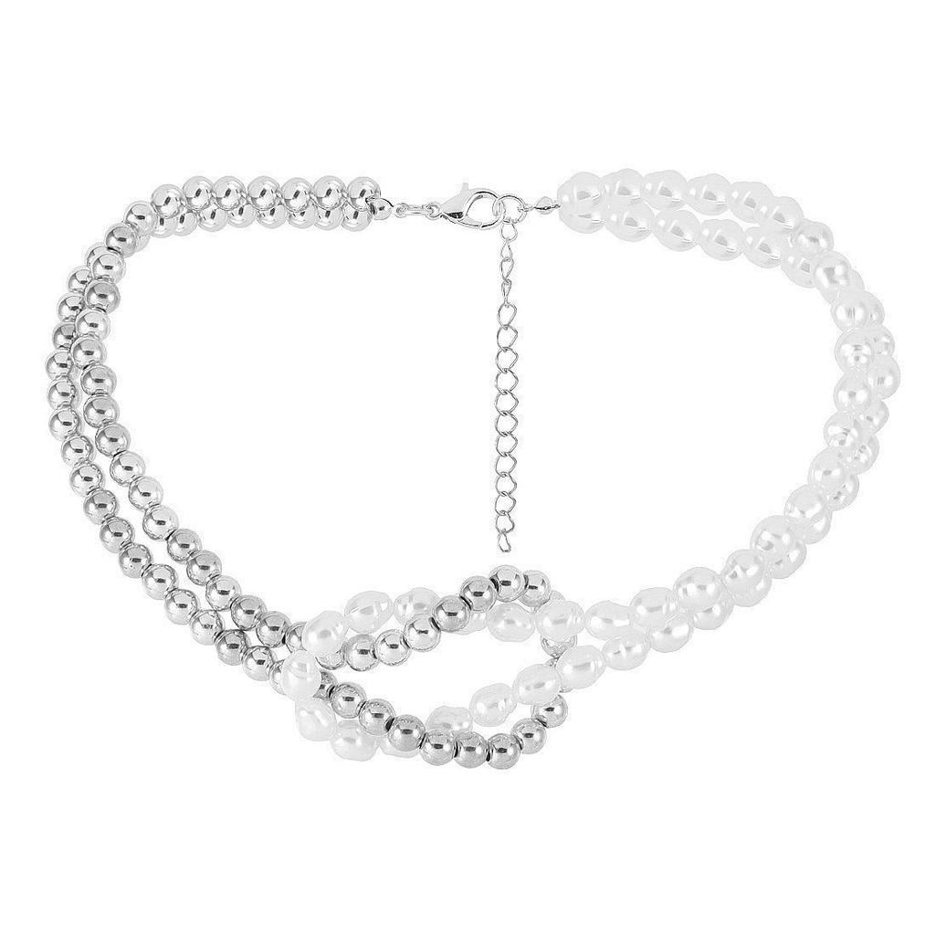 Creative Multi-layer Pearl CCB Sweater Chain Collarbone Chain Temperament Elegant Love-shaped Layer Necklace