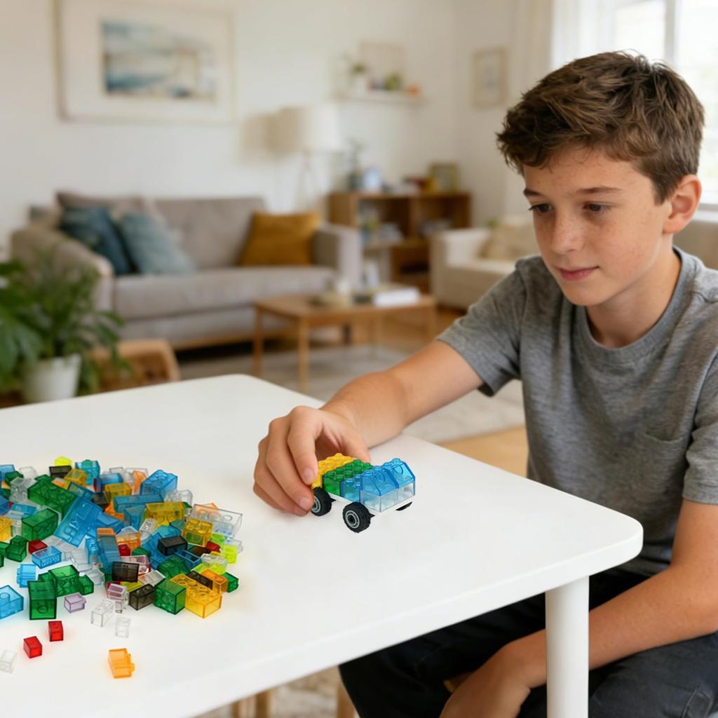 300-Piece Clear Building Block Pack, Basic Building Block Expansion Set, Compatible with Major Brand Classic Blocks, Random Colors and Shapes, for