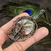 Laguna Lace Agate Gemstone Copper Wire Wrap Jewelry Pendant 2.96"