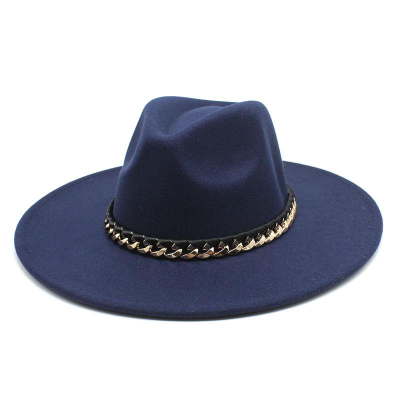 2022 Men'S And Women'S Chain Top Hat Flat Edge Straight Edge Peachheart Top Woolen Jazz Hat