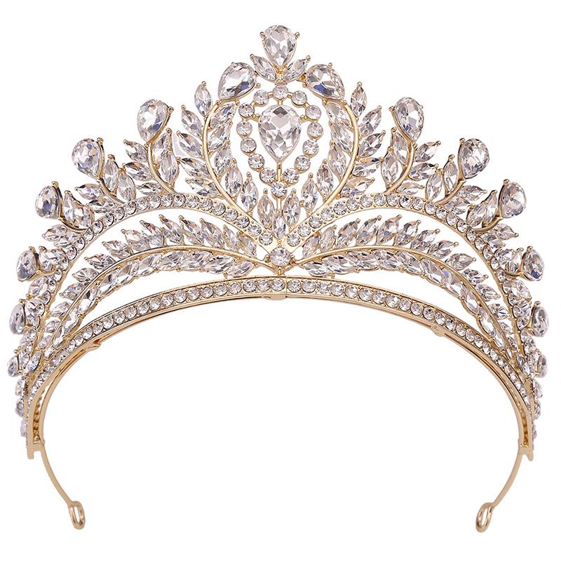 Royal Queen Green Crown Big Diadem Bride Tiara Crowns for Women Bridal Wedding Party Crown Hair Dress Jewelry Accessories