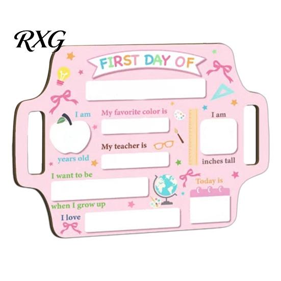 Child Drawing Board First Day of School Sign, Reusable Wooden Chalkboard Sign for Kids, Back Message Center to Decorations Supplies Kindergarten