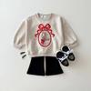 Embroidered Bow Bunny Hoodie for Little Girls - Autumn Pullover Top