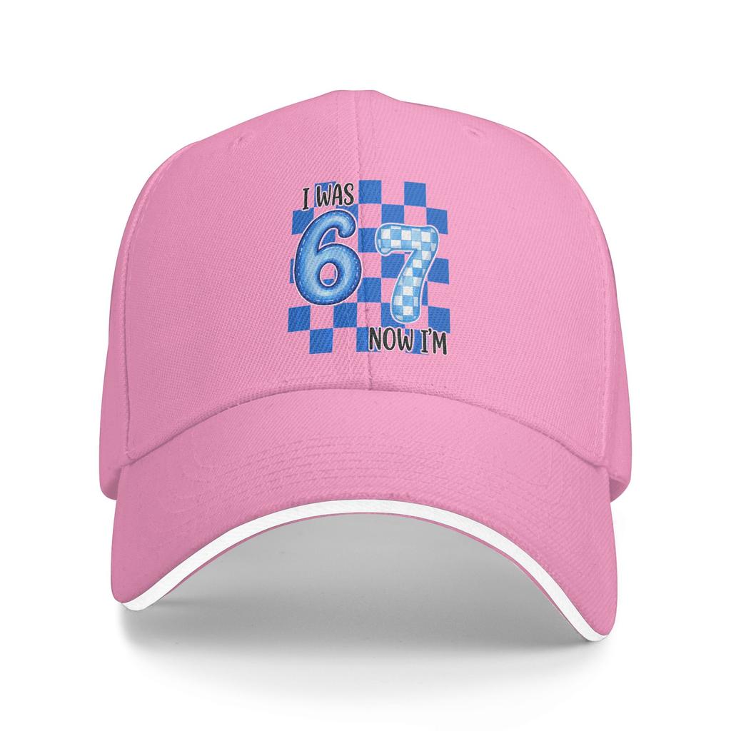 Blue Checkered I was 6 Now Im 7 Funny 67 Birthday Baseball Cap Casual Men Trucker Hat Sun Visor Design Outdoor Baseball Caps