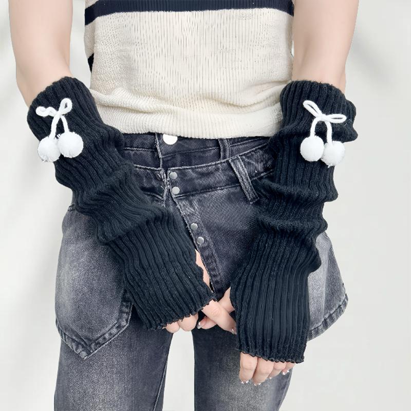 

Arm Sleeves Sweet Cool Girl Knitted Fingerless Gloves Sleeves Cos Hand Sleeves as the picture