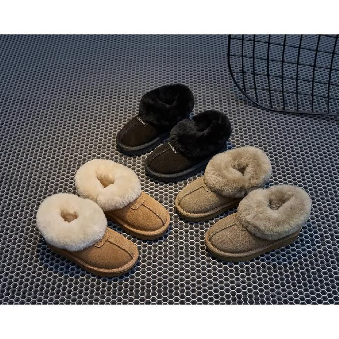 New Children's Snow Boots with Fleece Lining, Thickened Girls' Cotton Shoes, Boys' Cotton Boots, Waterproof and Non-Slip Short Boots for Winter