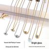 Elegant European Blue Gold-Plated Titanium Steel Eye Pendant Necklace for Women - Versatile Clavicle Chain Jewelry