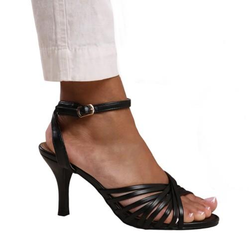 Where's That From Womens/Ladies Cyprus Faux Leather Multi Crossover Strap Mid Heel Sandals 4 UK noir