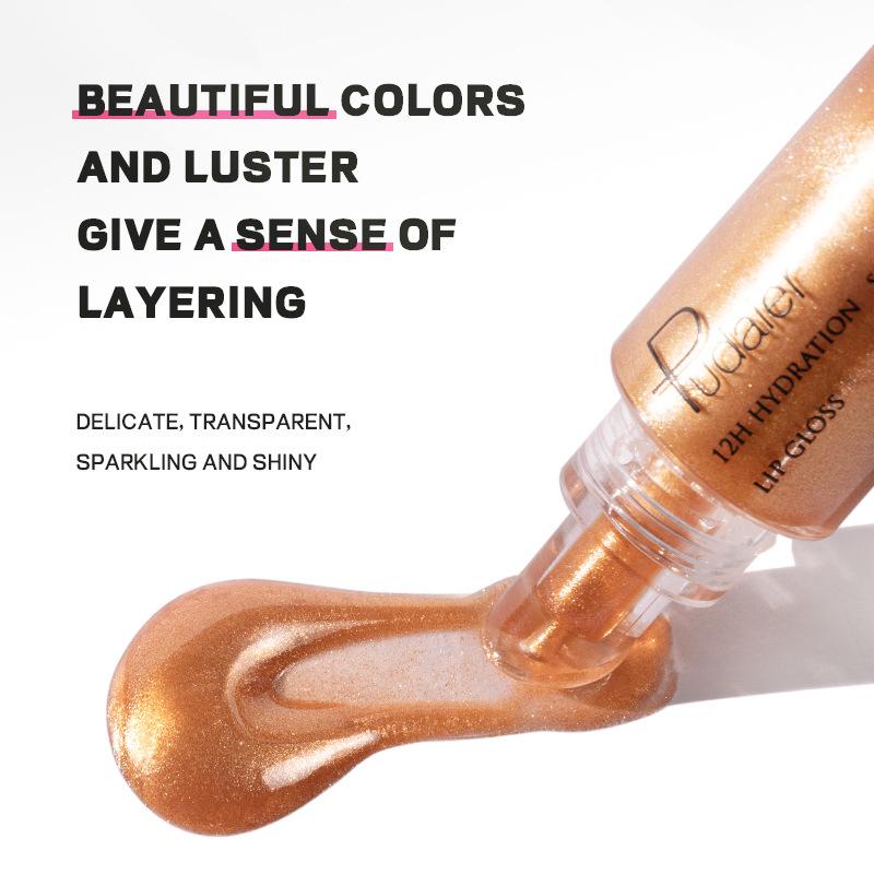 Pearlescent Glitter Plumping Lip Gloss Mirror Jelly Moisturizing Liquid Lipstick Clear Mermaid Pink Sexy Lip Tint Lips Cosmetics