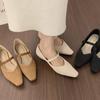 Korean version is versatile and not tired of foot slope heel commuting grandma shoes 2025 new one-word buckle weaving Mary Jane single shoes women