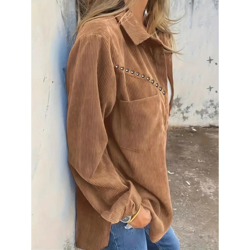 JKASHDK Giacche e cappotti con collo a polo a maniche lunghe autunno inverno stampa tinta unita moda casual da donna