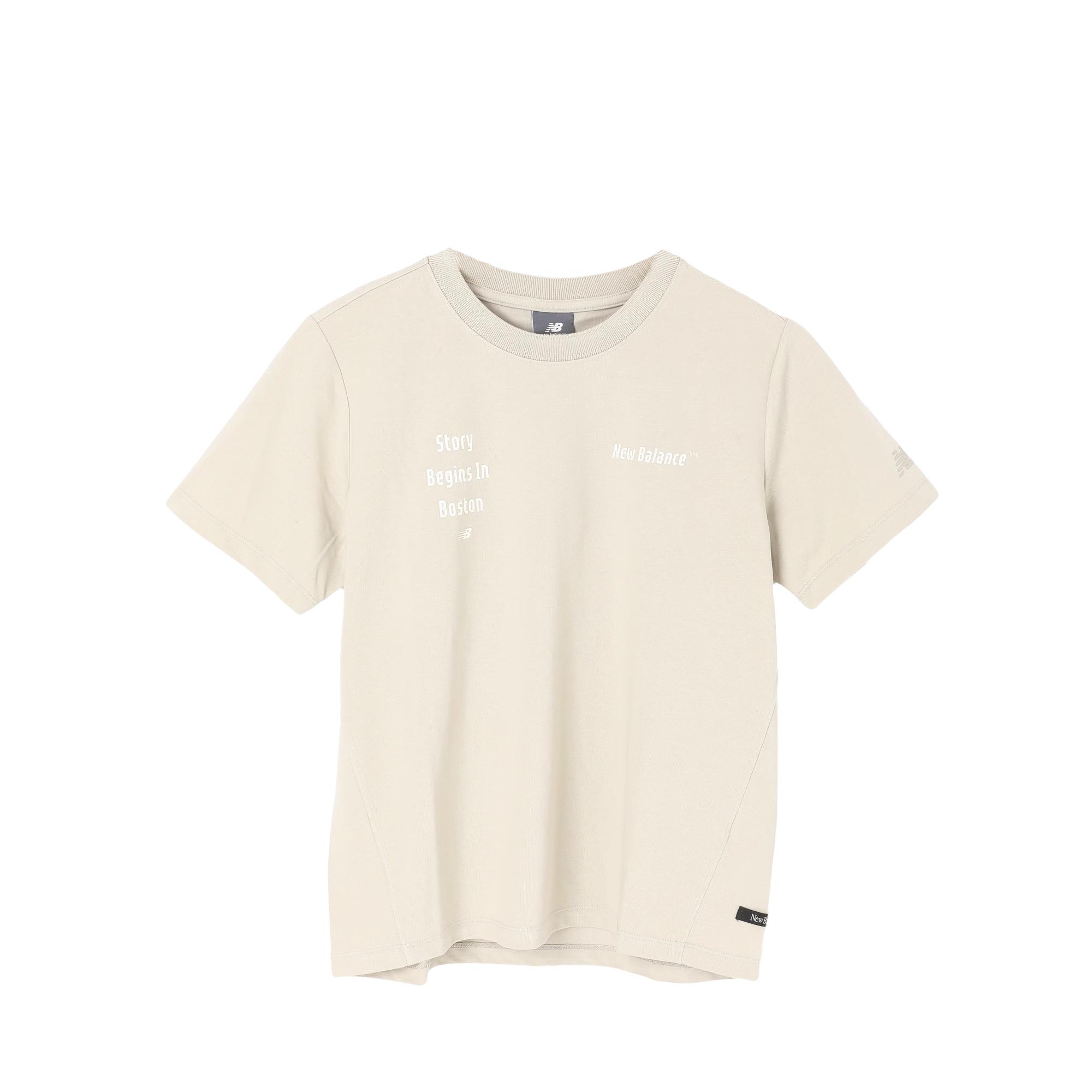 

New Balance T Shirts Women s Light Brown Crew Neck Moderate Straight Fit NEF29772-LGR XL