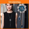 Elegant Adjustable Long Chain Necklace With Floral Design And Crystal Accents For Men And Women