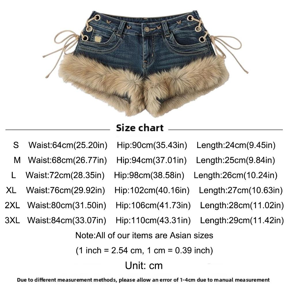 Spicy Girl Denim Shorts Patchwork Low-waisted Shorts Retro Streetwear  Women s Fashion L-Shorts
