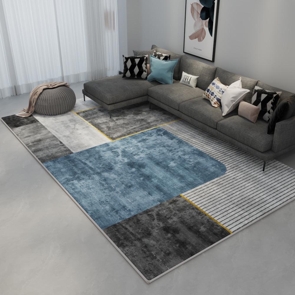 Nordic Non-Slip Gray Carpet: Versatile Light Luxury Rug for Living Room, Bedroom, or Bedside Use.