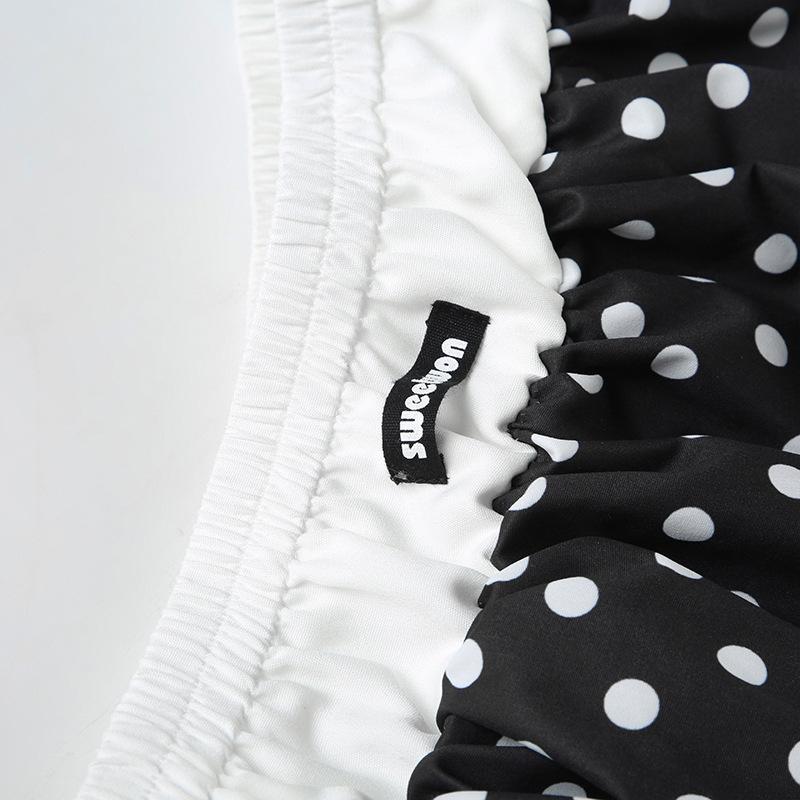 Casual Polka Dot Bud Skirts Fashion Contrast Color Gentle Sweet Mini Skirts For Girls Cute Elastic Waist Bottoms Spring