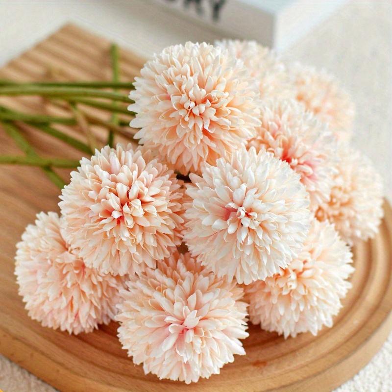 Artificial Chrysanthemum Ball Flowers Dandelion Hydrangea Arrangement Bouquet Present for Friends Bridal Wedding Bouquet Decor for
