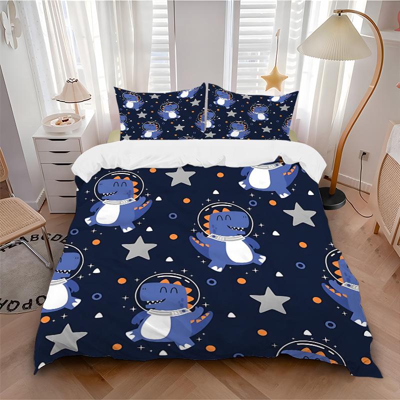 

3pcs DinoSpace Soft Comfortable Bedding set, For Bedroom, Guest Room And Dorm, All - Season Use, High-Definition Printing156 135x200cm