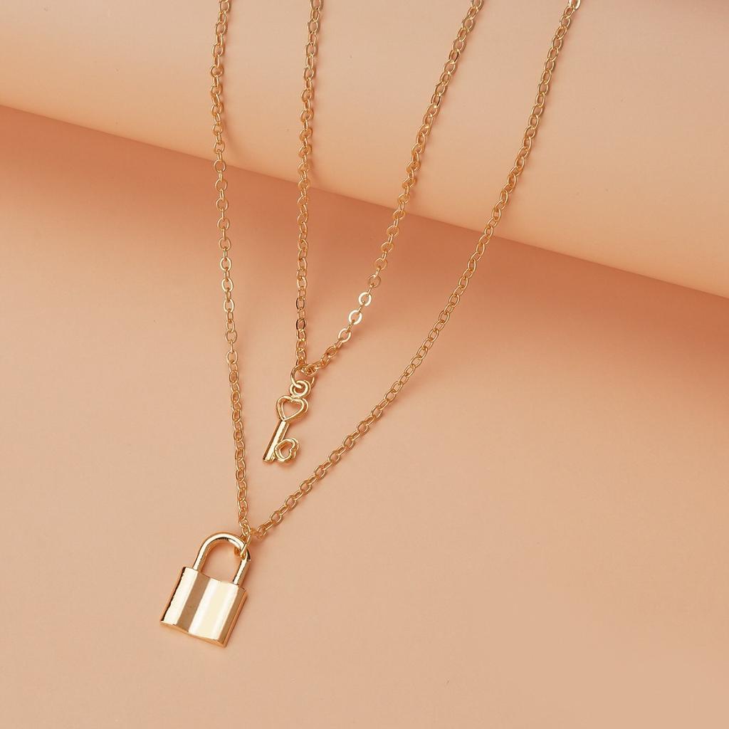 2pcs Valentine'S Day Lock And Key Friendship Necklace Set Classic Necklace Valentine'S Day Gift