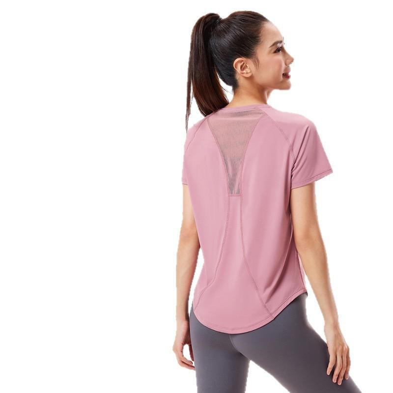 Womens Quick-Dry Short Sleeve Yoga Top Running Gym Workout Sportswear