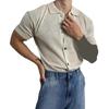 Camicia da uomo estiva a maglia a maniche corte con colletto rovesciato monopetto elasticizzata tinta unita cardigan ampio per uso quotidiano casual a