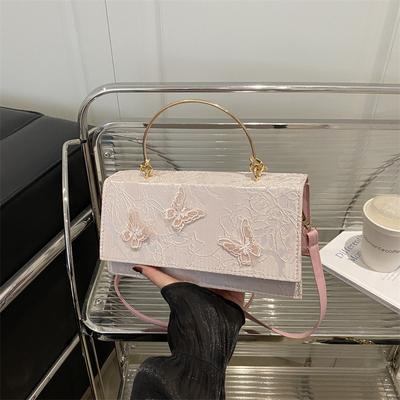 Schmetterlingsstickerei frischer Frühling und Sommer Trend Mode Umhängetasche Tasche Damen Schulter Umhängetasche kleine quadratische Tasche