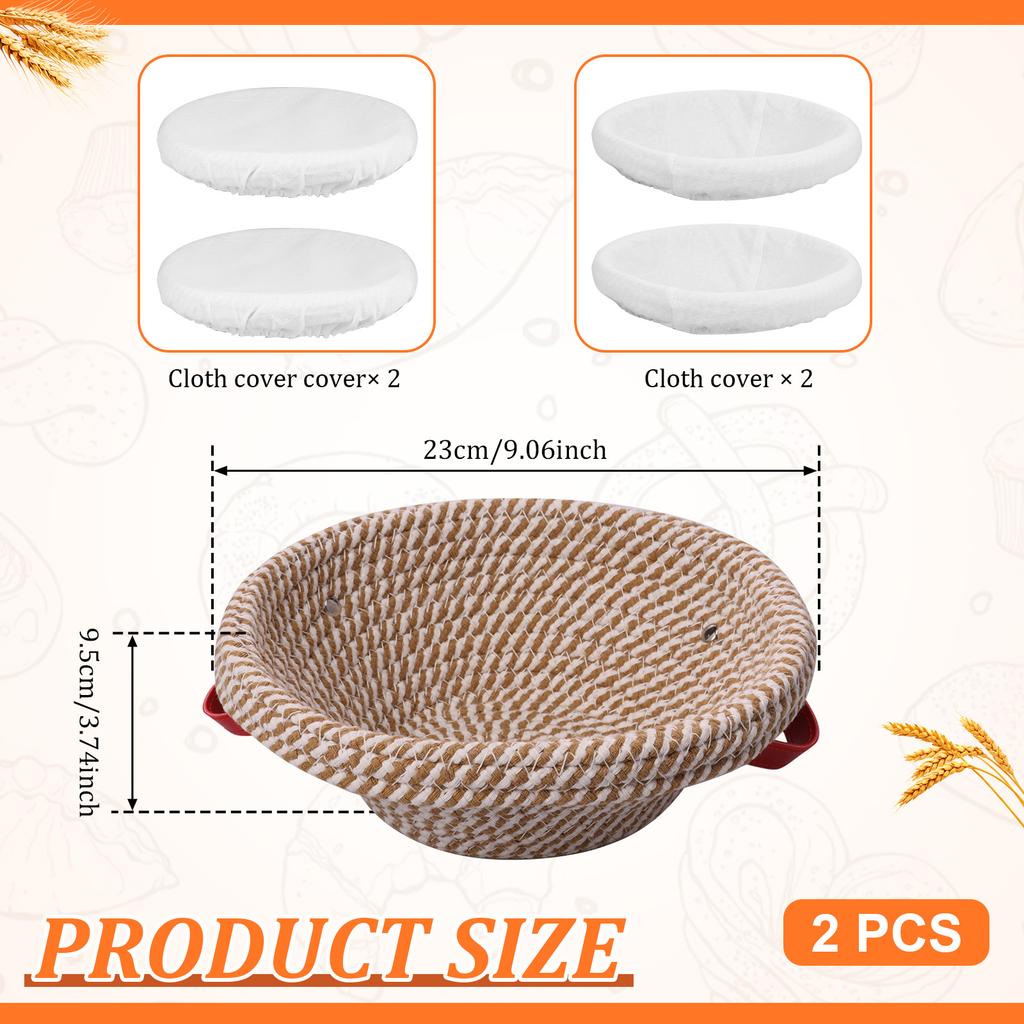 Cotton Rope Proofing Basket for Bread Baking Oval And Round Banneton Bread Basket with Liner And Cover for Homemade Sourdough