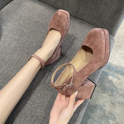 European and American Fashion High Heels 2024 New Mary Jane Thick Sole Waterproof Platform Style Women's Shoes Plataforma Mujer