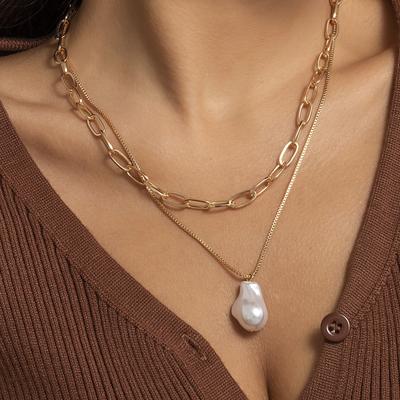 Hot-selling Jewelry, Baroque Special-shaped Large Pearl Pendant Necklace Woman, Punk Retro Temperament Collarbone Woman