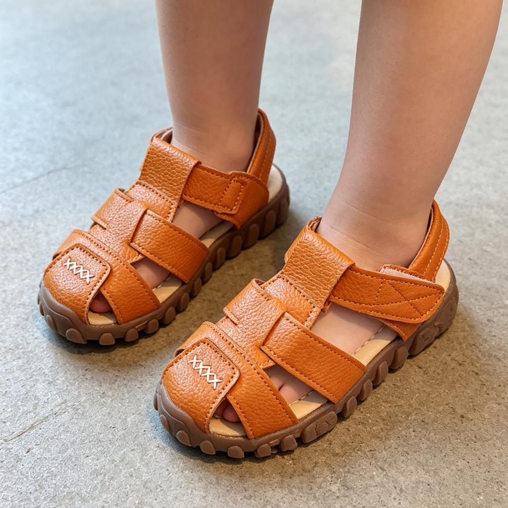 Children's Outdoor Sandals Durable Non-Slip Sole Adjustable Strap Lightweight Breathable Design for Beach and Casual Wear