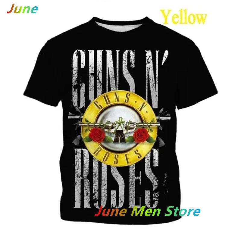 NewN Roses 3D-bedruckte T-Shirts mit Rockband-Totenkopf, Streetwear, Herren und Damen, Vintage, T-Shirt mit Rundhalsausschnitt