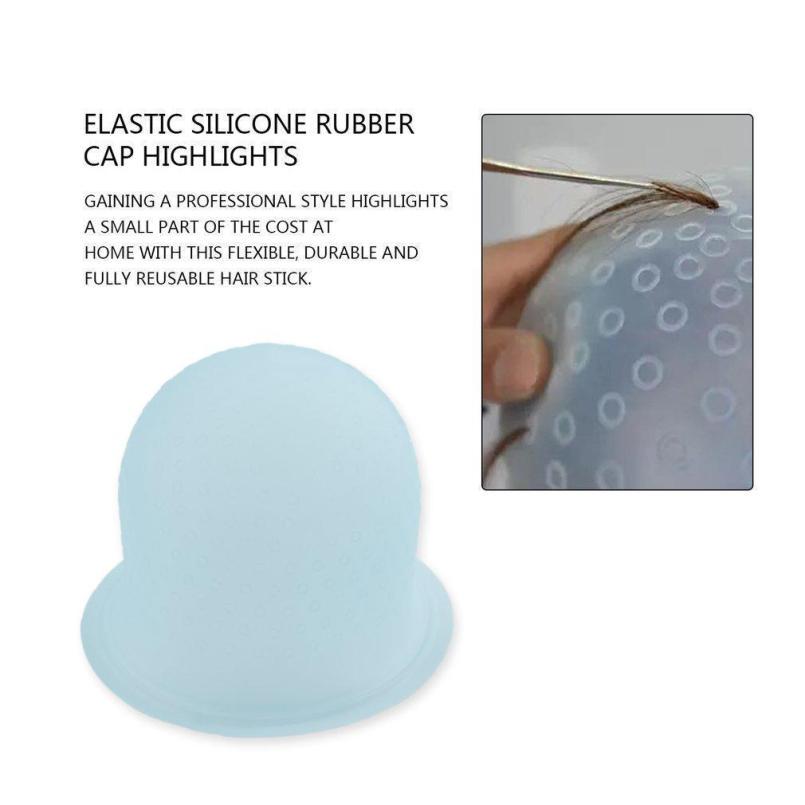 Reusable Hair Colouring Highlighting Dye Cap Hat Hook Silicone Hair Coloring Highlighting Cap + Hook