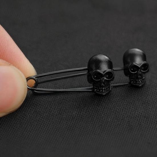 Odolný kovový špendlík Brož Lebka, Špendlík s pojistkou, 3D Pánské vyřezávání Halloween Punková doplňek pro bundy Klopy Batohy Dárek Jedinečný
