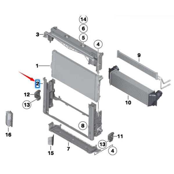 Suporte do Radiador Central BMW Série 7 F01/F02 (Parte não. 17117804617)