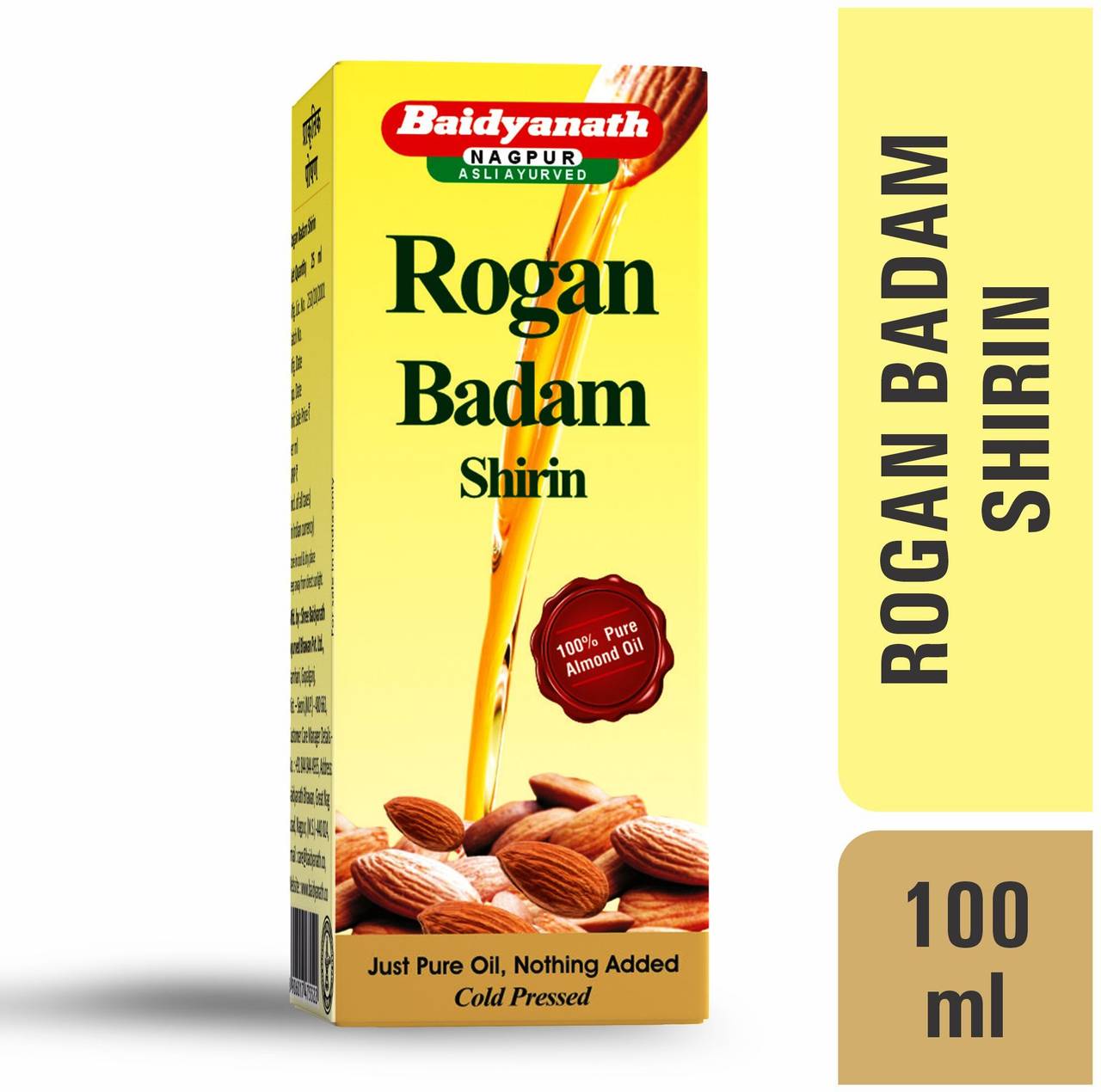

Baidyanath Rogan Badam Shirin Pure Almond Oil 100 ml X Pack Of 2 For Skin Hair And Body Care