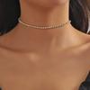 European and American Big-name Foreign Trade Jewelry, Simple and Shining White Rhinestone Short Sticker Neck Choker Neck Chain Women