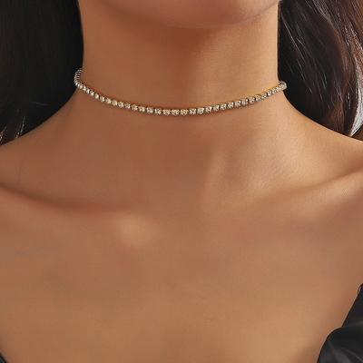 Europejska i amerykańska biżuteria zagraniczna znanych marek, prosta i błyszcząca biała cyrkonia krótka naklejka choker na szyję łańcuszek na szyję damski