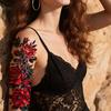 Florals Fake Tattoo Rose Flowers Temporary Tattoos 2 Sheets For Women Girls Watercolor Waterproof  Accessories
