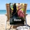 1PC Custom Name Beach Towel Magic Friendship witch Beach Towel, Suitable for Camping, Travel, Beach Accessories, Super Absorbent, Family Gift
