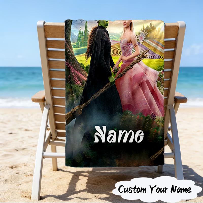 1PC Custom Name Beach Towel Magic Friendship witch Beach Towel, Suitable for Camping, Travel, Beach Accessories, Super Absorbent, Family Gift