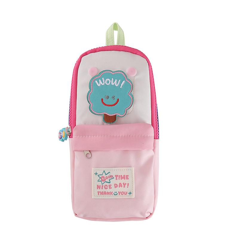Oxford Fabric Student Pencil Case With Removable Magic Tape Large Capacity For School Supplies