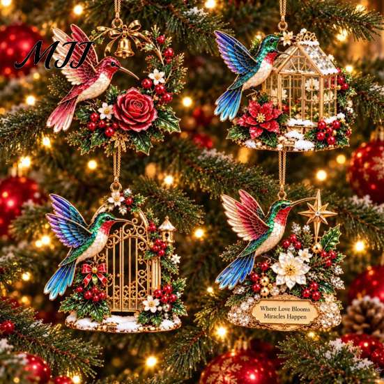 Seasonal Home Ornament Acrylic Christmas Tree Pendant, Decorative Hanging Ornament, Exquisite Winter Festival Gift Decorations for Garden Fireplace