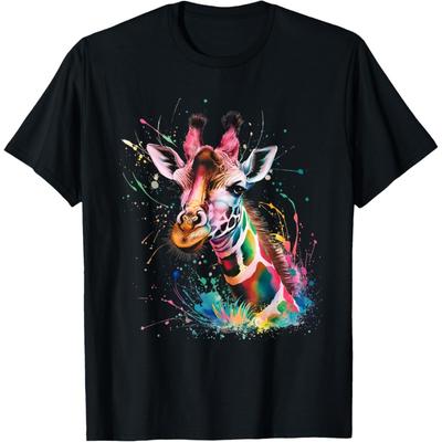Giraffe Men Woman Colorful Watercolor Giraffe T-Shirt