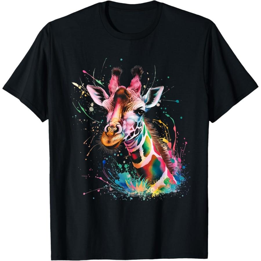 Giraffe Men Woman Colorful Watercolor Giraffe T-Shirt XXXXXL чёрный