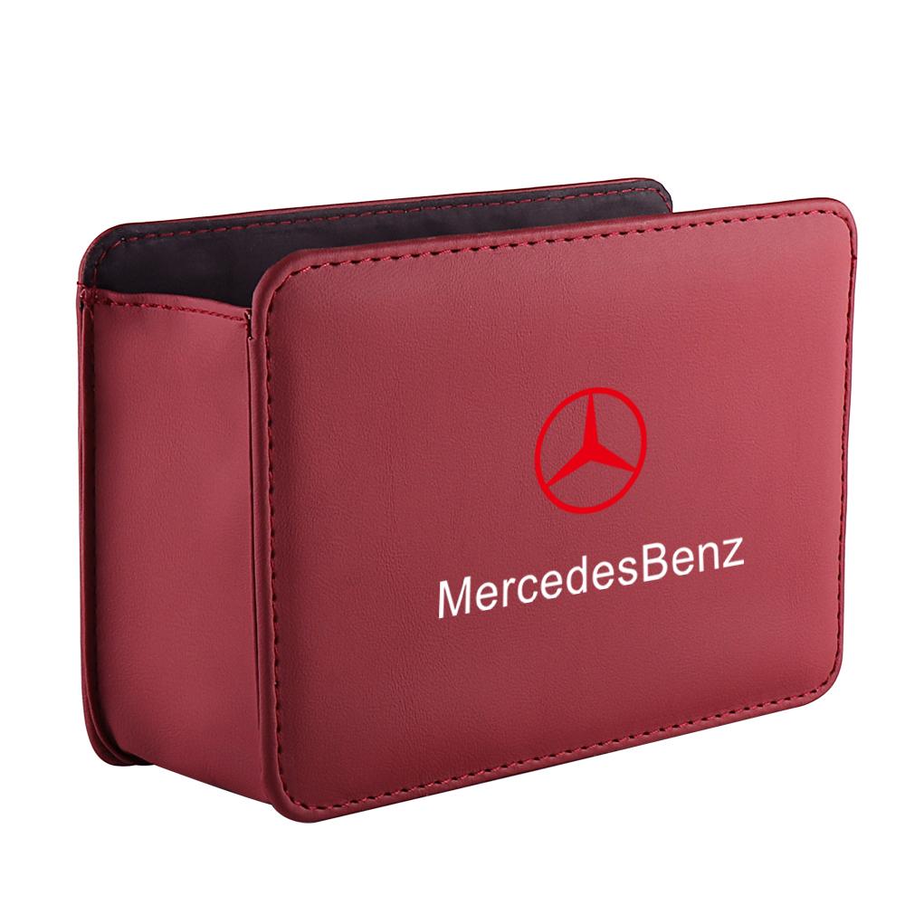 Car Door Storage Box Leather Auto Emblem Seat Back Trash Can For Mercedes Benz AMG W203 W206 W220 W205 W211 W212 W201 W210 W108