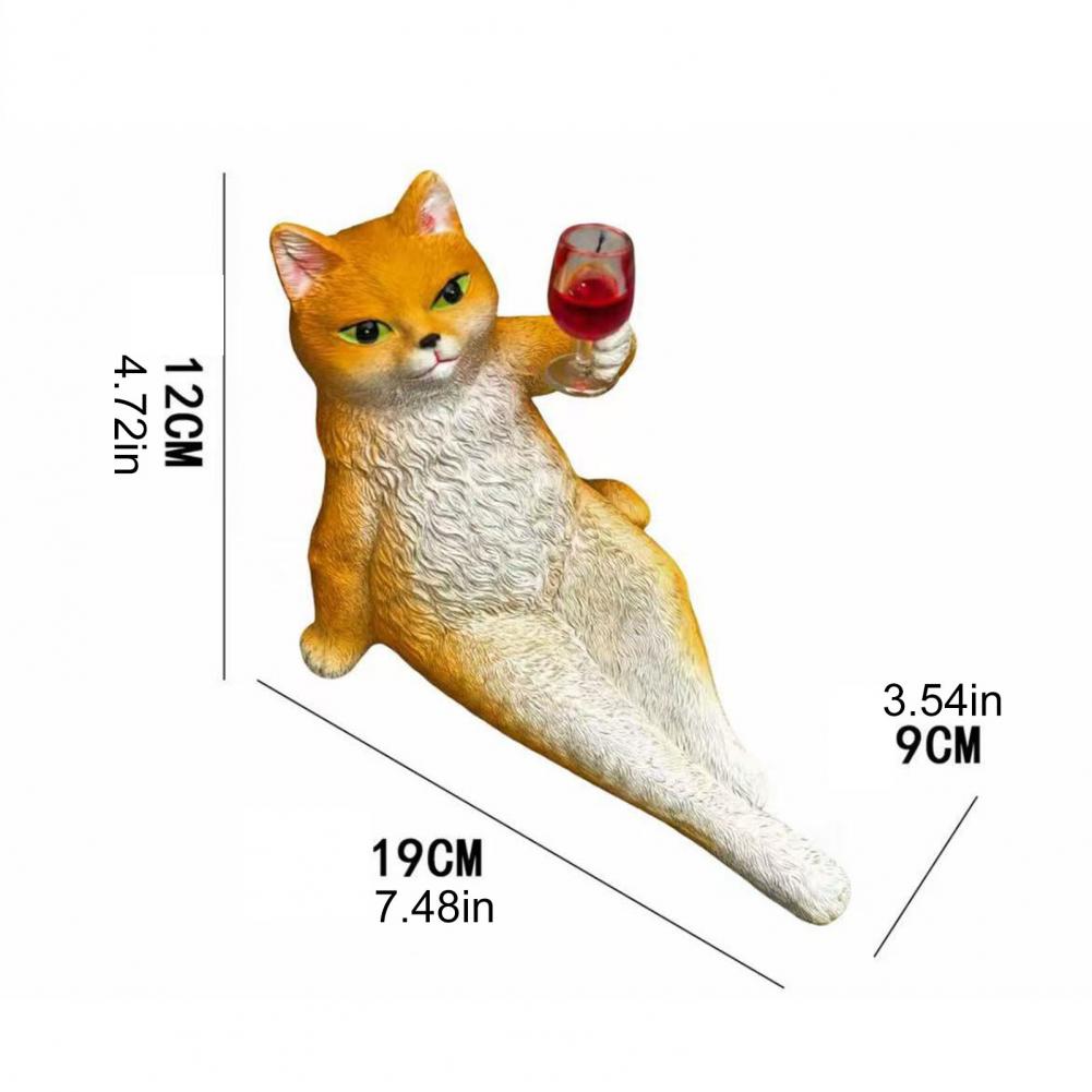 Wine Drinking Cat Figurine Resin Holding Wine Glass Sitting Cat Statue Resin Sculpture Home Office Desktop Decor Ornament